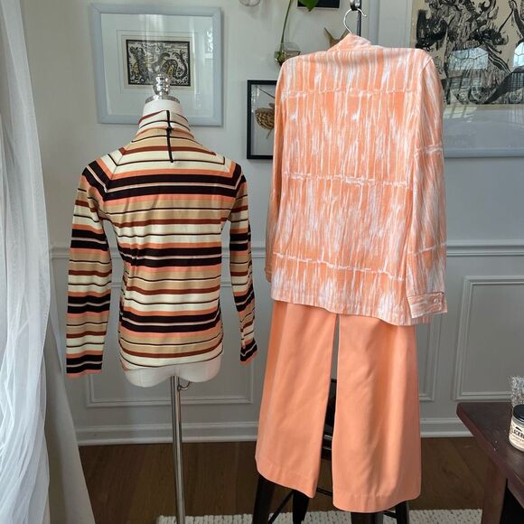 Vintage 70s 4pc Mix Match Set Pants Tank Shirt Turtleneck XS - Picture 2 of 13